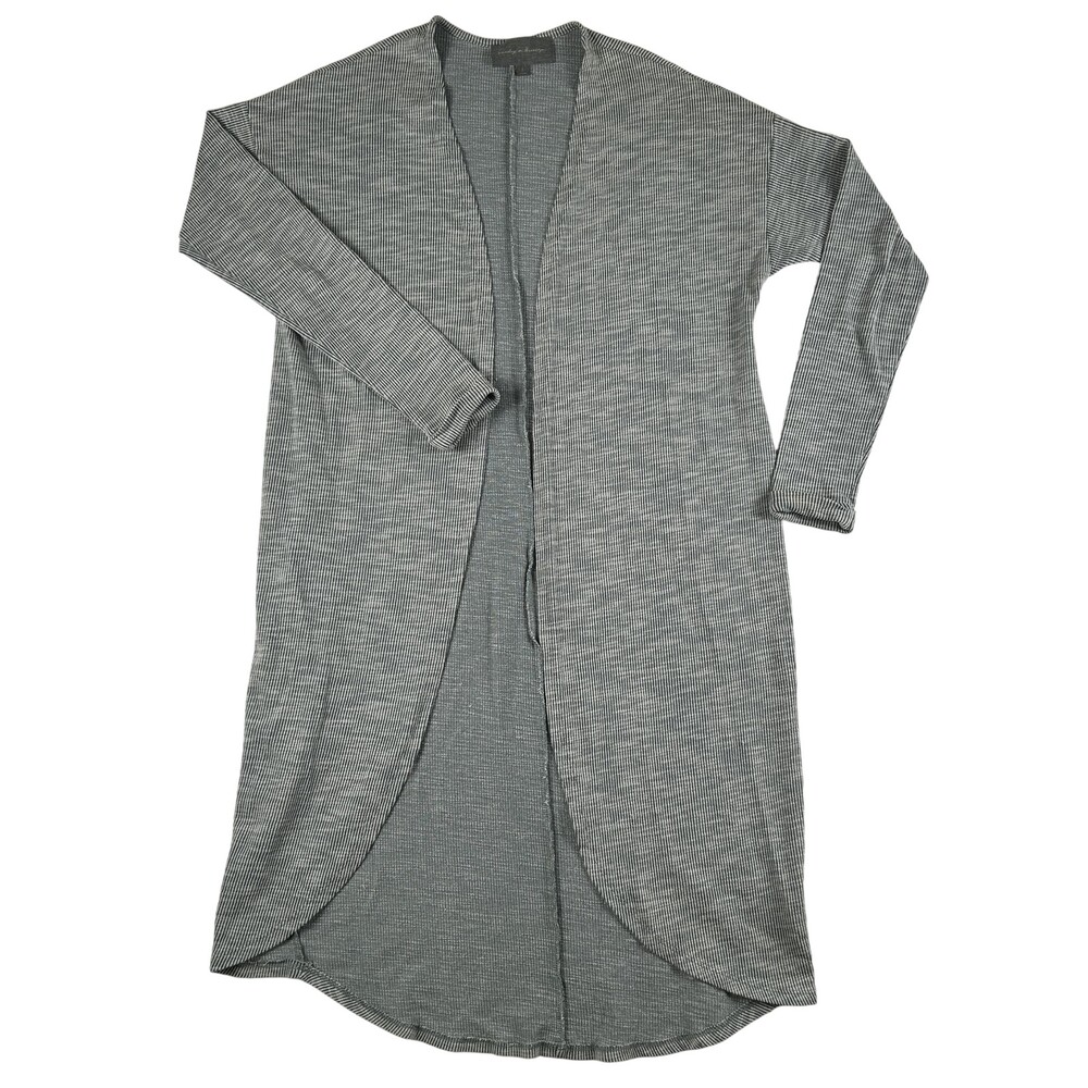 Sunday In Brooklyn Cardigan Sweater Womens Small Gray Striped Open Front Duster